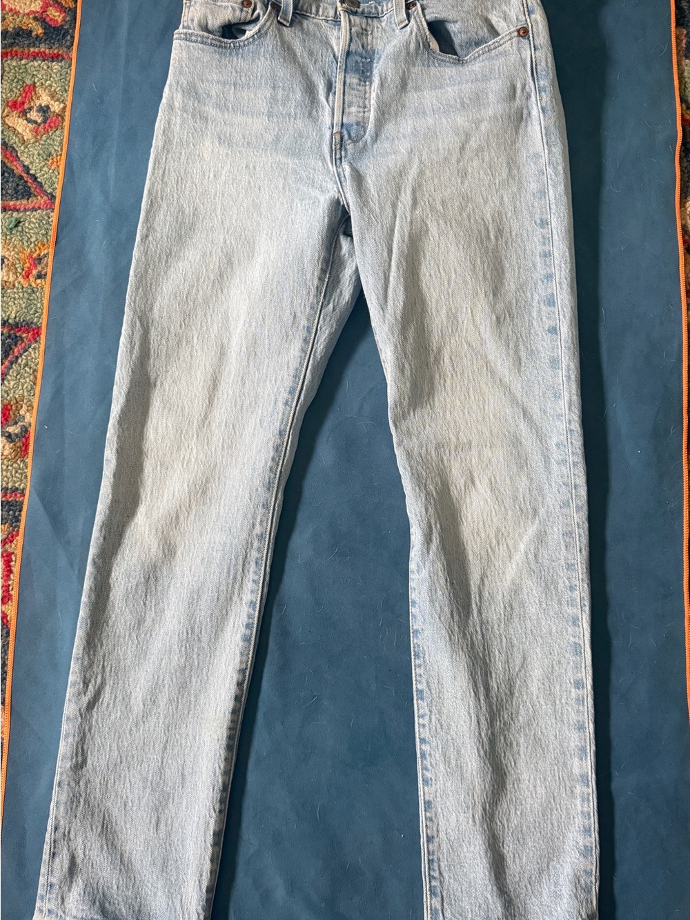 Levi's 501 Light Wash Straight Leg Jeans - Pale Blue